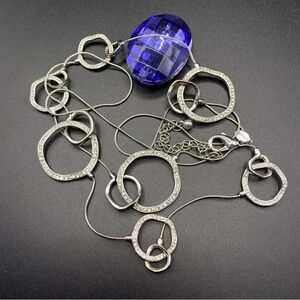 CHICO'S Silvertone Chain With Rhinestone Links Necklace